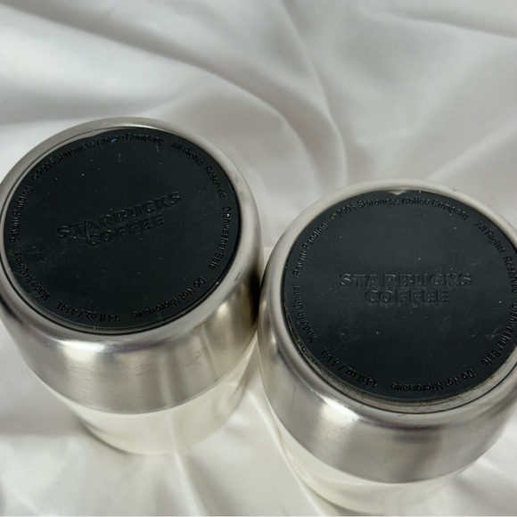 Starbucks Weighted Travel Mug Set of 2 Stainless Bottom Ceramic Top Lid - Picture 7 of 8